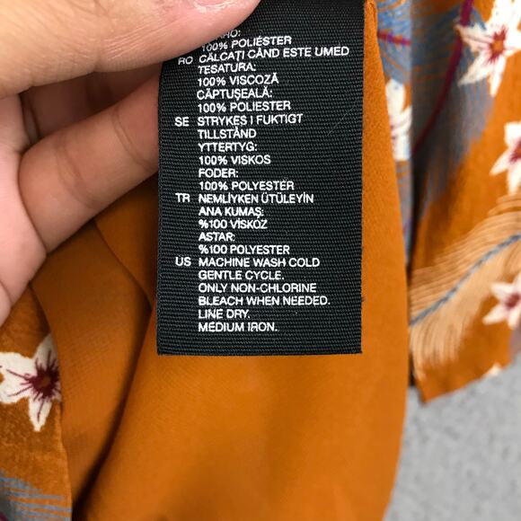 Paris Atelier & Other Stories‎ Burnt Orange Dress Size 6 Floral Feather Print - Picture 12 of 13